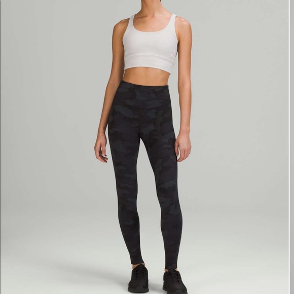 Lululemon 🌚 BRUSHED Base Pace 28” HR Running Tight DARK CAMO SOLD OUT size 6 - Picture 3 of 10